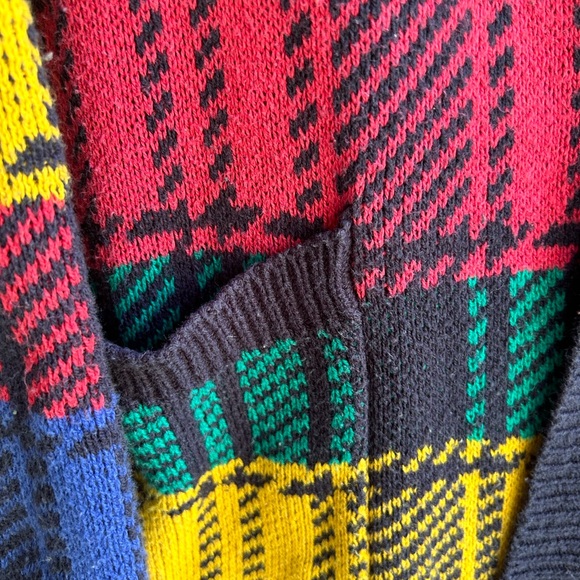 Sweet Claire sweater long sleeves pockets multi-colored bold bright  Sz L-XL - Picture 3 of 6